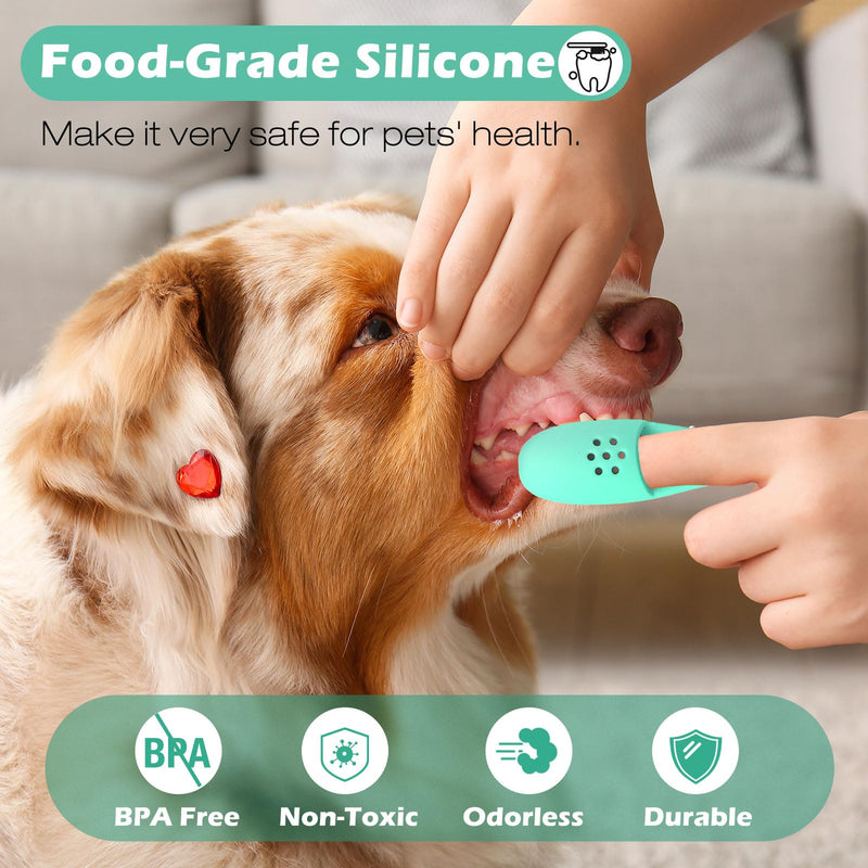 3pcs Dog Finger Toothbrush, Cat Chin Brush with Food-Grade Silicone, Dog Tooth Brushing Kit, Silicone Cleaning Brush for Pet Dental Care - PawsPlanet Australia