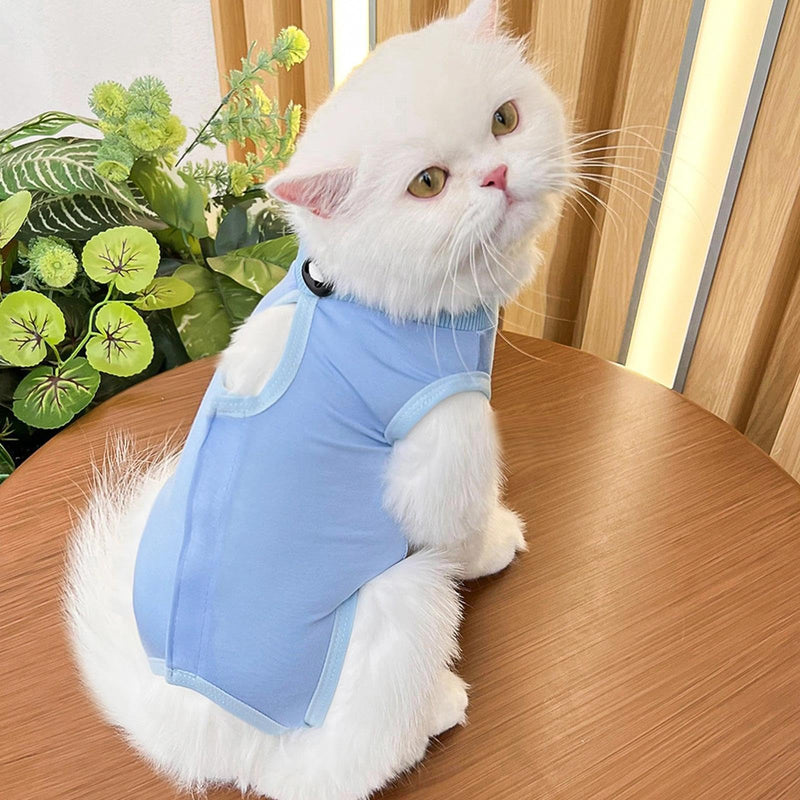 2PCS Cat Recovery Suit for After Surgery, Breathable Anti-Lick Cat Onesie Bodysuit, Soft Spay Surgical Recovery Clothes for Cats Kittens, E-Collar & Cone Alternative (Pink Blue, M)