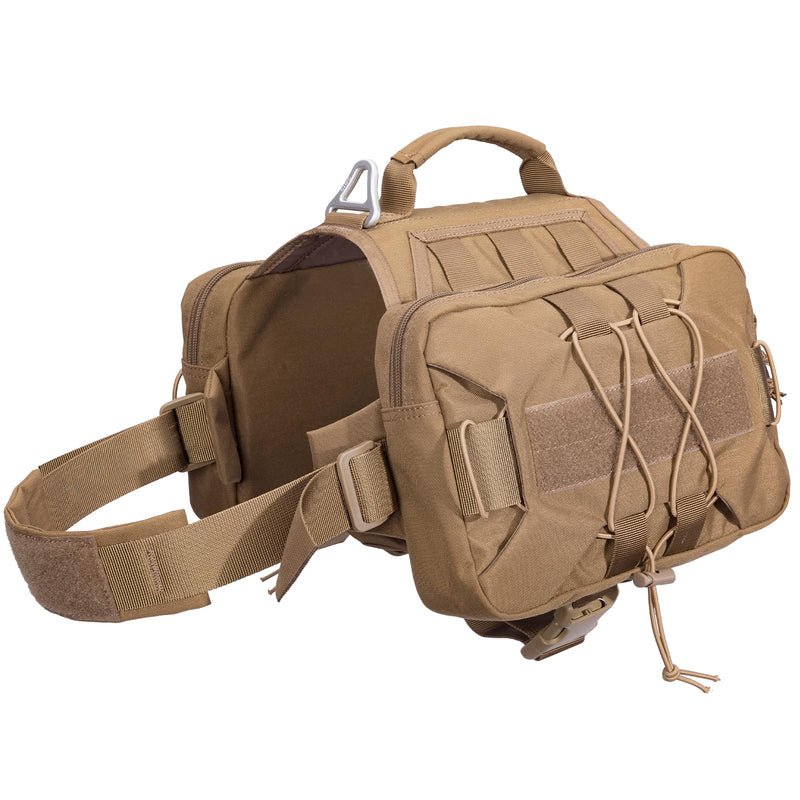 Dog Pack Hound Saddle Bag Backpack with 2 Capacious Side Pockets & Tactical Bungee Leash Military Adjustable Dog Leash Quick Release Elastic Leads Rope - PawsPlanet Australia