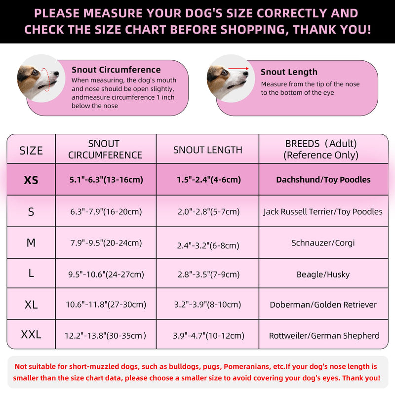 Dog Muzzle, Breathable Soft for Extra Small Dogs to Anti & Prevent Barking Biting Chewing, Reflective & Adjustable Basket Muzzle with Air Mesh for Dachshund Pink XS - PawsPlanet Australia