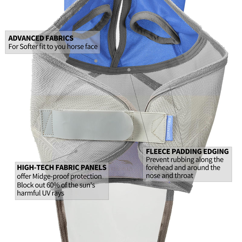 Horse Fly Mask Cold-Proof with Long Nose and Ears,Blue,Small Size Small Blue - PawsPlanet Australia