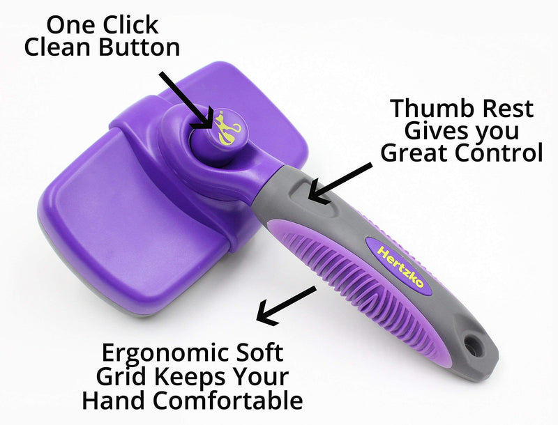 Mat Remover Grooming Comb and Hertzko Self Cleaning Slicker Brush Bundle - PawsPlanet Australia