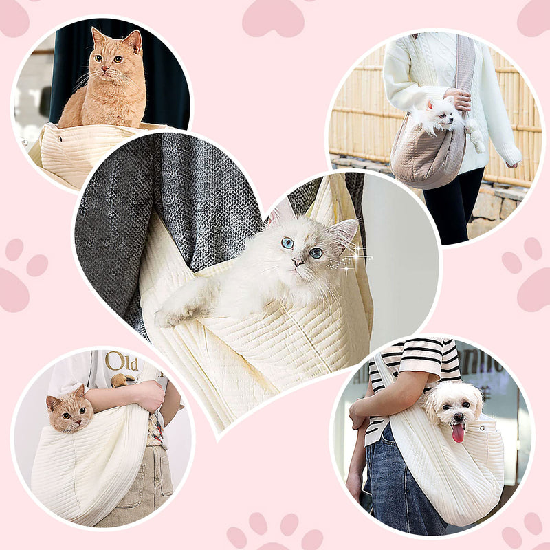 Dog Carrier Sling Cat Sling Purse Adjustable Strap Hand Free Pet Puppy for Outdoor Traveling Subway for Chest Dog Bag Holder Large Khaki - PawsPlanet Australia