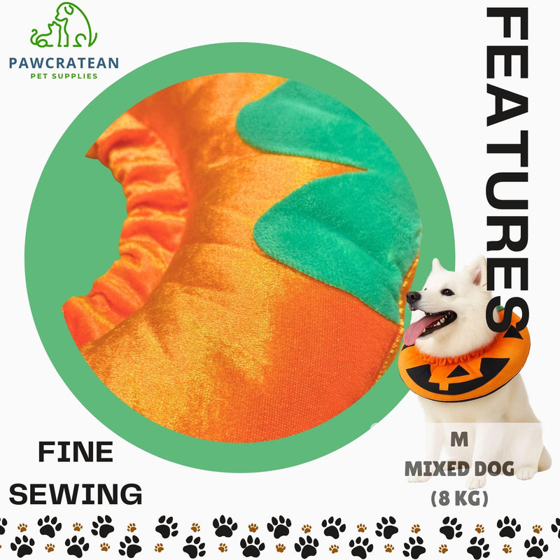 Pumpkin Style Soft Recovery Collar for Cats and Puppies - Comfortable & Adjustable | Washable (Orange Pumpkin, Medium) Orange Pumpkin