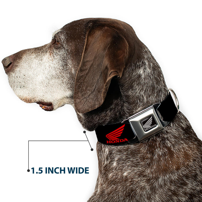 Buckle-Down Seatbelt Buckle Dog Collar - HONDA Motorcycle Logo Black/Red - 1.5" Wide - Fits 13-18" Neck - Small - PawsPlanet Australia
