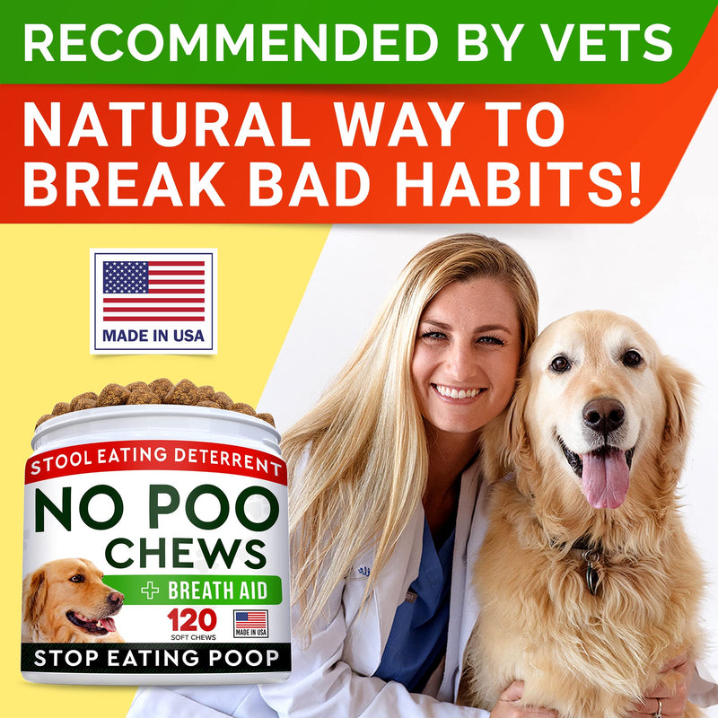 STRELLALAB No Poo Treats for Dogs - Coprophagia Stool Eating Deterrent - Digestive Enzymes - Gut Health & Immune Support - Stop Eating Poop - Bacon Flavor 120 Chews NO POO CHEWS 120Ct No Poo Chews