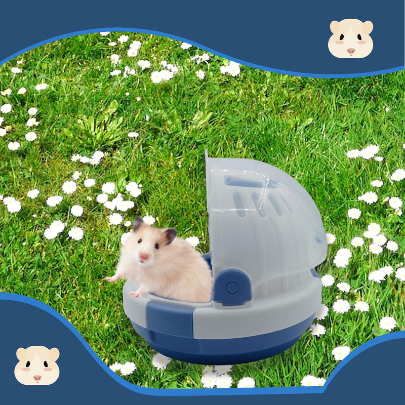 Hamster Carrier Cage Portable Cages Small Animals Carry Travel Case with Water Bottle Plastic Breathable Guinea Pig Outgoing Cage for Dwarf Hamster Ferret Chinchillas Hedgehog (Blue) 【Blue】