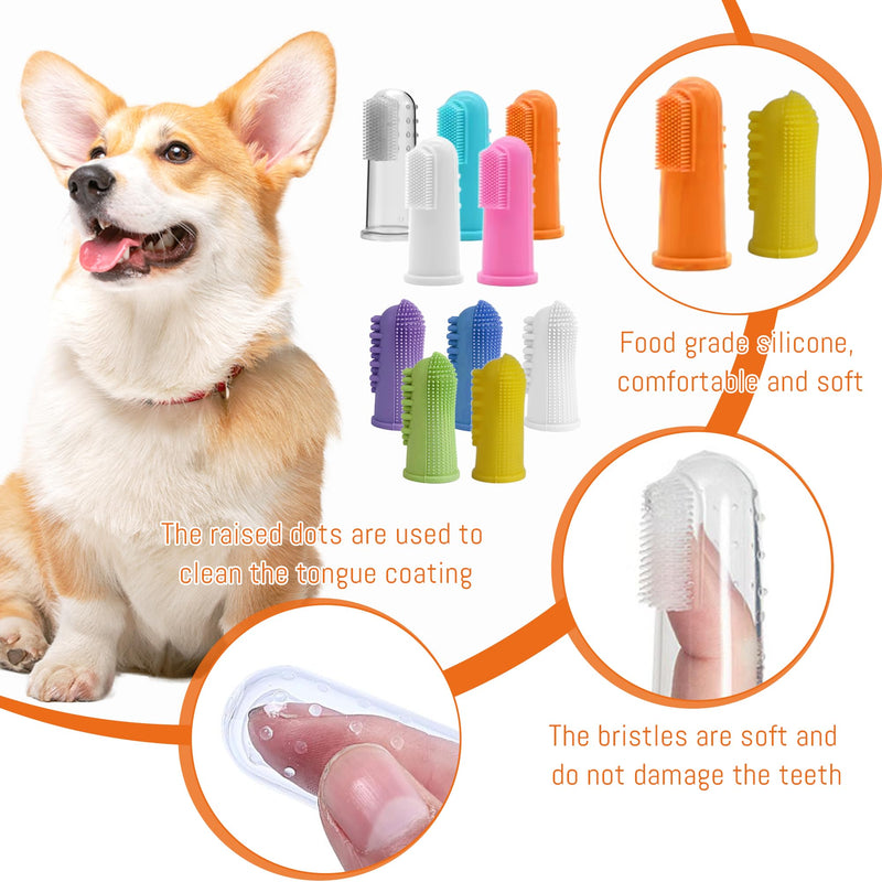100 Pcs Dog Toothbrush Soft Finger Brushes Pet Finger Toothbrush Easy Teeth Cleaning Dog Tooth Brush Oral Care Pet Dental Brush Cleaning for Small Cats and Puppy Dental Care (2 styles, Multicolor) - PawsPlanet Australia