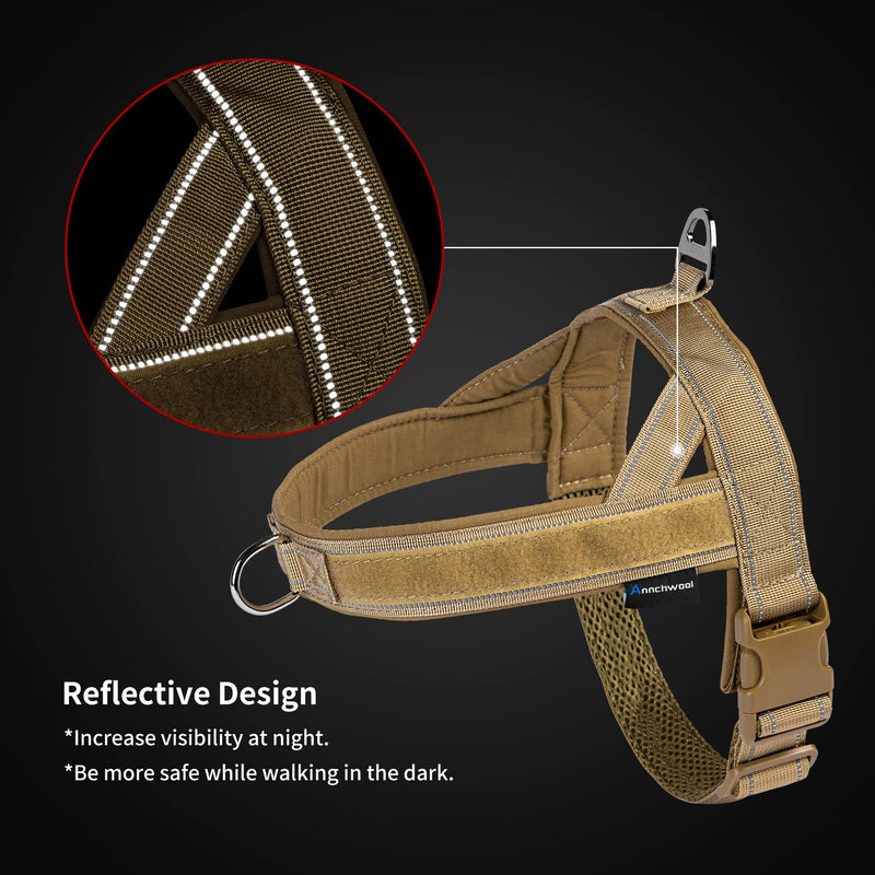 Annchwool No Pull Dog Harness with Airtag Case and Two Patches,Quick Fit and Reflective Escape Proof Dog Harness,Easy for Training Walking Vest Harness for Small & Medium and Large Dogs(Brown,S) - PawsPlanet Australia