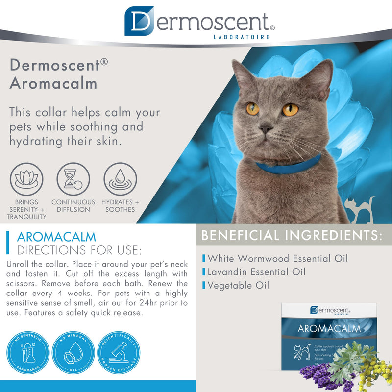 Dermoscent Aromacalm Stress Relief Collar for Cats | Soothes Skin, Calms Naturally | Aromatherapy Infused, Hemp Seed Oil Formula