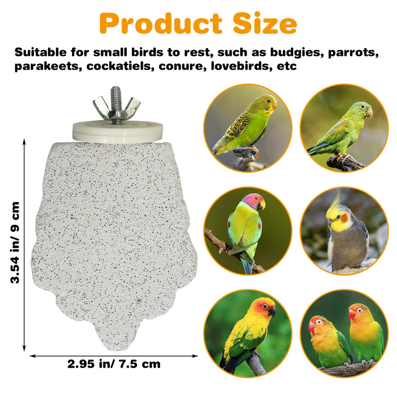 PINVNBY 4 PCS Bird Perches Calcium Parrot Perch Stand Bird Beak Grinding Stone Foot Claws Trimmer Parrot Chewing Toys Bird Cage Accessories for Budgie Cockatiel Conure Lovebird Finch Style 1: 4 pcs