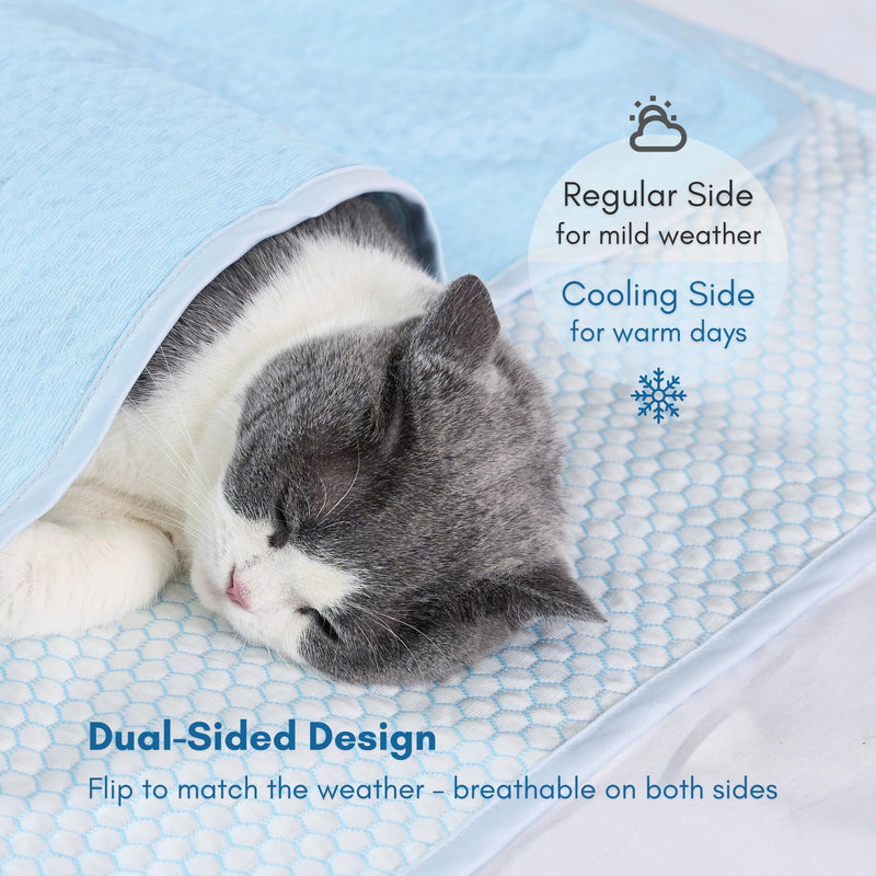 Woofry Double-Sided Pet Cooling Blanket, QMAX>0.5 Pet Throw Blanket, Scratch & Chew Resistant Dog Cooling Mat, Lightweight Breathable Furniture Protector Bed Couch, Machine Washable, 40''*50'' Blue Medium - PawsPlanet Australia
