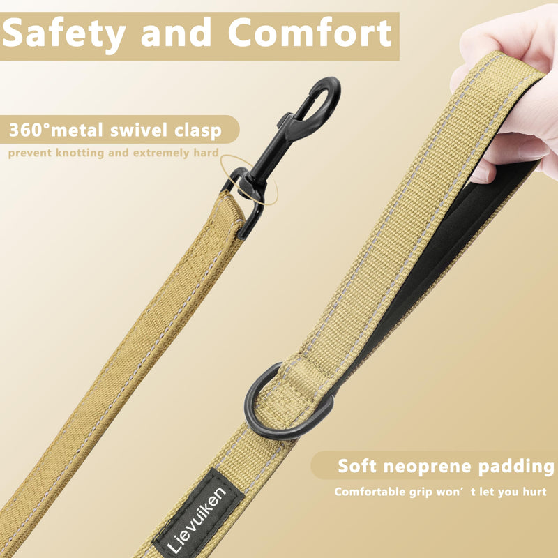 Dog Leash 4ft Long, Double Handle Dog Leash for Safety Control Training, Heavy Duty Dog Leads with Traffic Padded Handles, Reflective Leashes for Small Medium Large Dogs(4ft, Brown) - PawsPlanet Australia