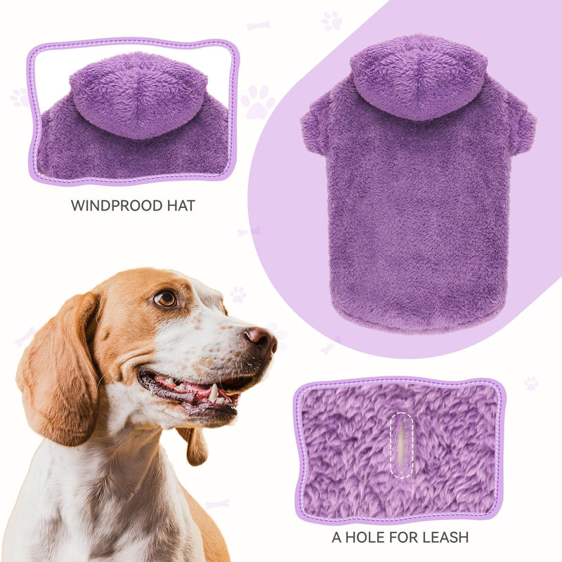 Fuzzy Dog Hoodie Dog Sweaters for Large Dogs Soft Double-Sided Plush Fleece Pet Sweater Pet Clothes Coats Hoodie Sherpa Hooded Sweatshirt(Purple-XXL) XX-Large Purple - PawsPlanet Australia