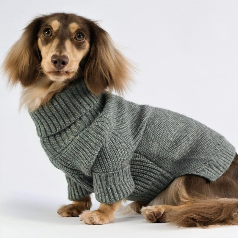 Fitwarm Dog Turtleneck Sweater, Thermal Knitted Pet Coat, Dog Winter Clothes for Small Dogs, Cat Apparel, Heather Grey, Large L