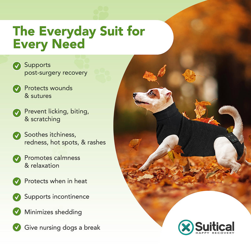 Suitical Recovery Suit for Dogs - Dog Surgery Recovery Suit with Clip-Up System - Breathable Fabric for Spay, Neuter, Skin Conditions, Incontinence - M+ Dog Suit, Black M+(24-28.3 in) - PawsPlanet Australia