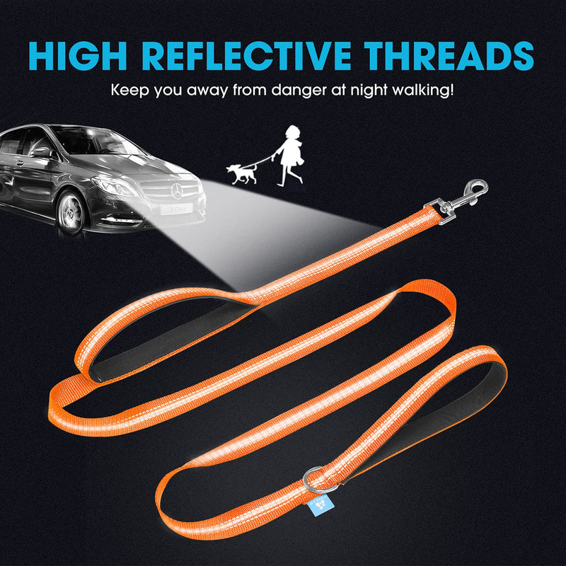 BAAPET Two Handle Dog Leash, Dual Soft Padded Handles with Traffic Control Handle Leash for Small Medium or Large Dogs (3/4'' x 5 FT, Orange) 2 Handle (3/4'' x 5 FT) - PawsPlanet Australia