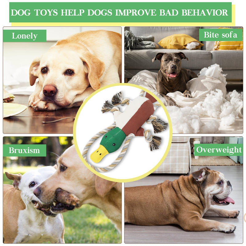 Lesmeet Upgraded Duck Dog Toys for Aggressive Chewers Puppy Toys with Crinkle Paper and Squeaker, Interactive Tug of War Dog Toy for Small, Medium, and Large Breeds Brown - PawsPlanet Australia