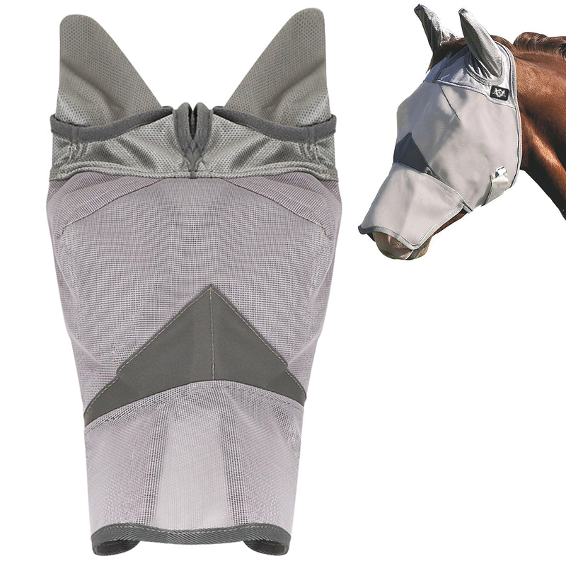 RS Premium Horse Fly mask with Ears and Nose Protection from UV | Horse mask Shields Your Equine from Flies | Fly mask Ensure Horse Comfort Under Sunny Skies | Enjoy Ride with Equine Fly mask Large Gray - PawsPlanet Australia