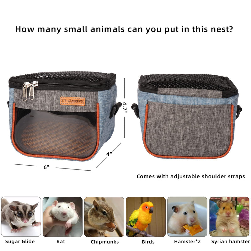 Sugar Glider Carrier Bag, Transparent Breathable Travel Bag for Hamster, Gecko,Baby Hedgehog, Transport Pouch with Breathable Mesh Top (Blue) blue - PawsPlanet Australia