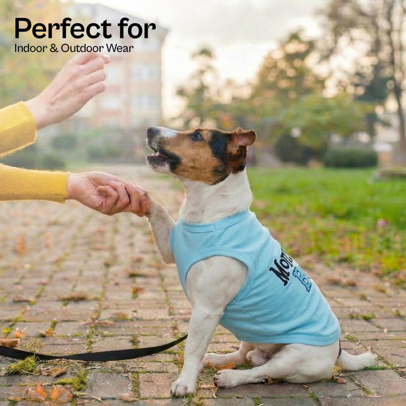 Parisian Pet Dog Shirt – 100% Cotton Shirts for Large Dogs – Blue Sleeveless Puppy Clothes – Lightweight and Breathable Dog Apparel – Boy Dogs Clothes - Stretchy Mommy’s Boy Pet Shirt Mommy's Boy 2X-Large (25-40lbs) - PawsPlanet Australia