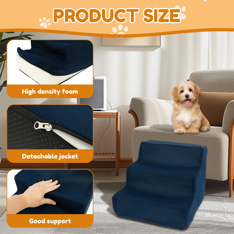 Dog Steps for Sofa Low Bed Couch, Washable Dog Stairs Step, Portable Pet Step Stairs Puppy Ramp Cat Scratching, Practical Puppy Stairs, High Density Foam Portable Pet Bed Couch - PawsPlanet Australia