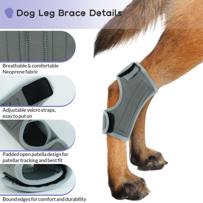 PUMYPOREITY 2Pcs Dog Rear Leg Hock, Joint Brace Hind Leg Wrap Protector and Extra Supportive, LegHock Joint Compression Sleeve for Wound Injury and Sprain Healing of Arthritis(Grey, M) 2Pcs-Grey