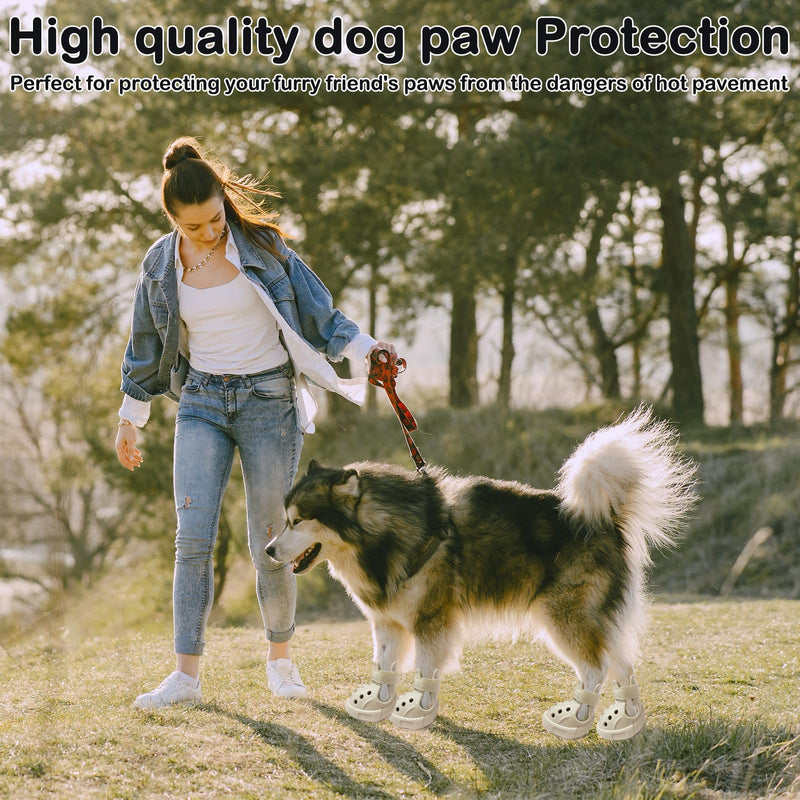 Dog Shoes for Hot Pavement,Non-Slip Waterproof Breathable Easy to Clean Put On and Take Off Dog Boots,Paw Protector for Hot Summer Roads Winter Snow (Beige, Size 2:(1.97"x1.38") (L*W)) beige Size 2:(1.38"x1.97") (W*L) - PawsPlanet Australia