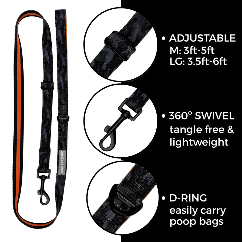 Adjustable Dog Leash | Camo Chic (SH?k) Orange | M Camo Chic | Orange Medium - PawsPlanet Australia