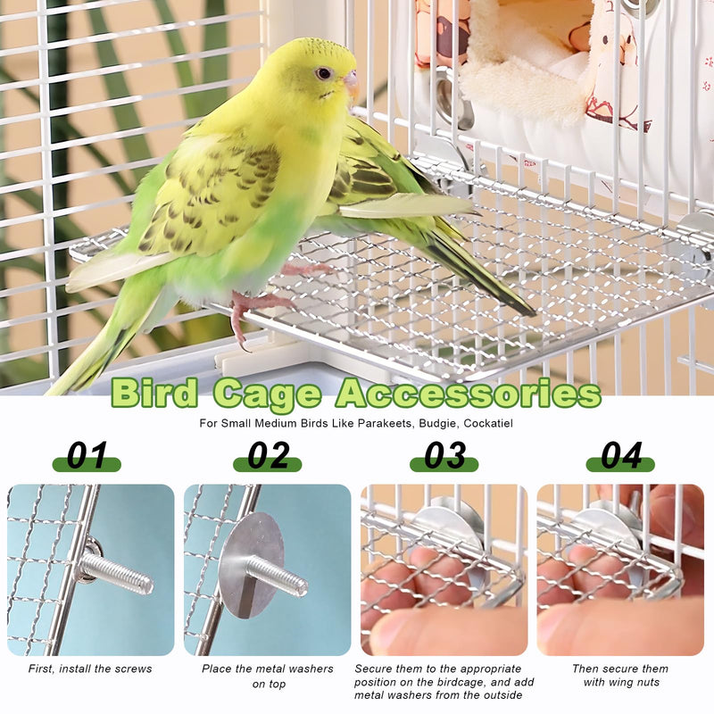 Stainless Steel Bird Perch for Cage, Open-Grid Easy Clean Parrot Perch Stand Platform, Claw-Friendly Grip Bird Cage Accessories for Cockatiel, Conure, Budgie, Parakeet, Small Medium Birds - PawsPlanet Australia