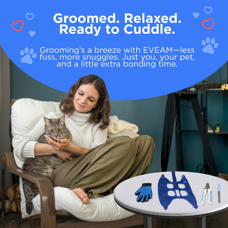 Pet Grooming Hammock for Cats & Small Dogs – Nail Clipping Kit with Sling, Clippers, File, Glove, Straps & Carabiners – Ideal for Trimming & Ear Cleaning – [S/XS] (Black, Small) Black - PawsPlanet Australia