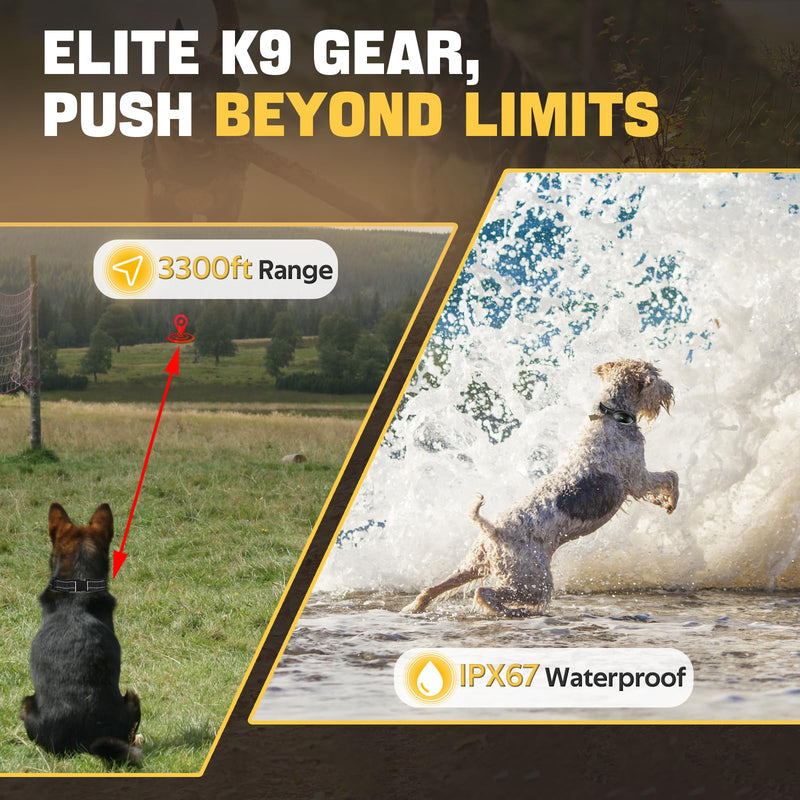 2024release Elite K9 Dog Training Collar with Remote - 3300ft Range Dog Shock Collar with 4 Training Modes, 42 Levels E collar, IPX67 Waterproof, 180 Days Battery Life, Designed by Elite K9 Trainer - PawsPlanet Australia