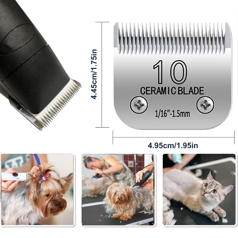 10# Pet Grooming Clipper Replacement Blades, Detachable Blade Compatible with Andis/wahl/Oster Dog Clippers,10 Blade 1/16-inch, Made of Ceramic & Stainless Steel Blade - PawsPlanet Australia