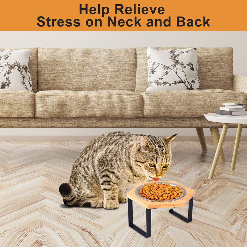 Petmolico Raised Cat Bowl,3 Elevated Water and Food Bowls Stainless Steel for Indoor Cat and Small Dogs with Metal Stand Yellow#1 - PawsPlanet Australia