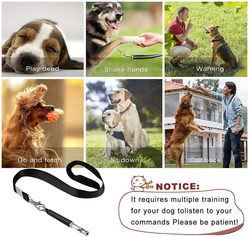 2 Pack Dog Whistle to Stop Barking Neighbors Dog - Adjustable Ultrasonic Silent Dog Whistle for Professional Training & Bark Control, with Lanyard (Black) - Effective Recall & Long Range - PawsPlanet Australia