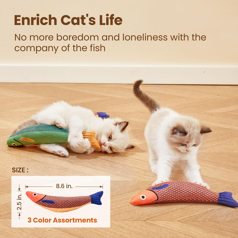 Potaroma Cat Toys Saury Fish, 3 Pack Catnip Crinkle Sound Toys Soft and Durable, Interactive Cat Kicker Toys for Indoor Kitten Exercise 9.4 Inches for All Breeds - PawsPlanet Australia