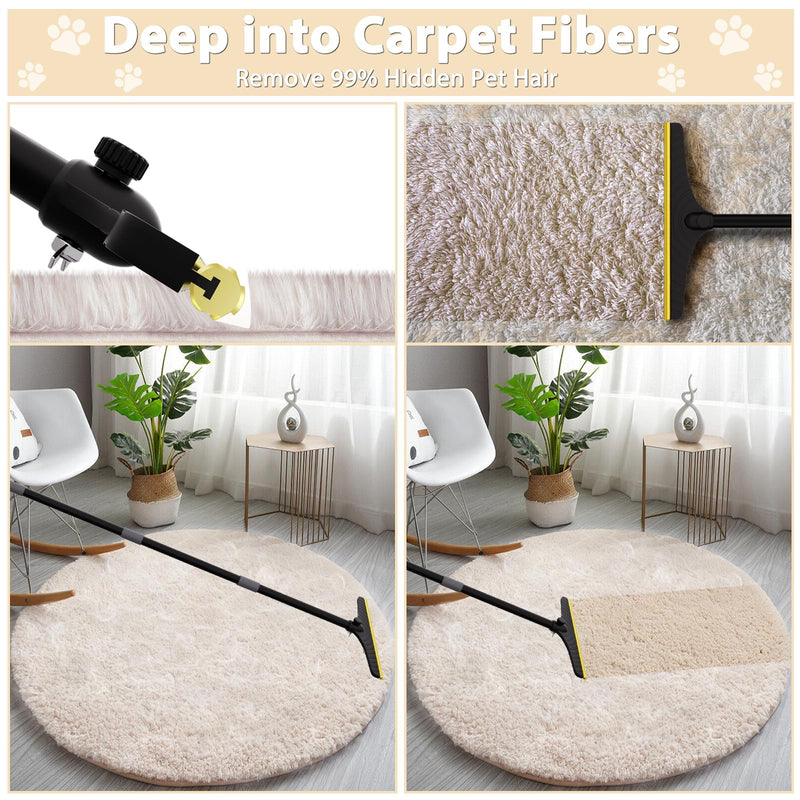 B-Land Carpet Rake for Pet Hair Removal, Reusable Pet Hair Remover with 60” Adjustable Long Handle, Carpet Scraper Dog Cat Hair Remover Tool for Rugs, Mats, Couch, Furniture-Black Pole Black&grey - PawsPlanet Australia