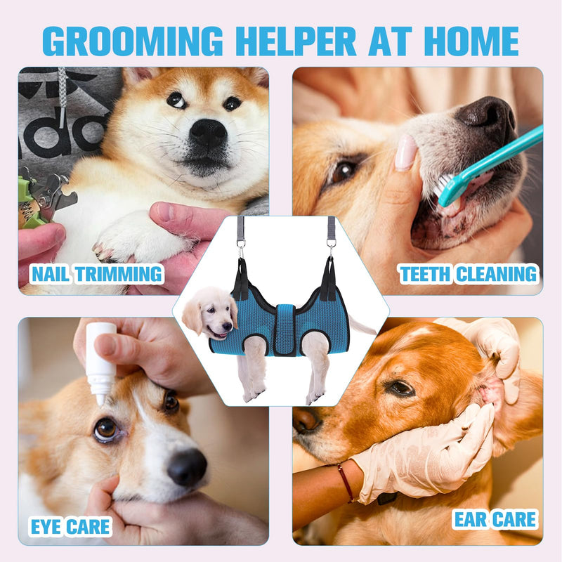 PAWCHIE Dog Grooming Hammock Harness for Dog Cat with Pet Nail Clipper Trimmer-Breathable Cat Hanger Sling for Trimming Clipping Nails-Dog Hammock Restraint Bag for Small Medium Large Dog,Dark Blue XS Dark Blue - PawsPlanet Australia