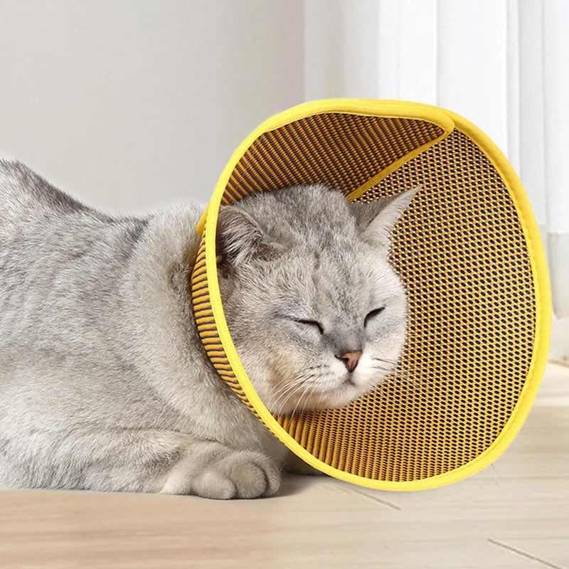 Cat Cone Collar - Adjustable Recovery Collar, Pet Neck Protector | Breathable Woven Cooling Design Soft Comfortable Fit, Ideal for Healing Stop Licking Cats Kitten, multicolored, S, See description