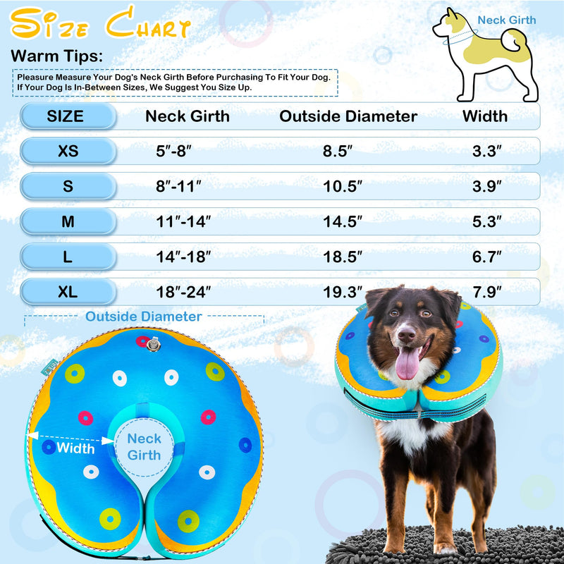 Inflatable Reflective Dog Cone Collar Alternative After Surgery,Dog Neck Donut,Recovery Soft Protective E Collar,Adjustable,for Small Medium and Large Dog Cats (Blue, XL) XL(Neck 18"-24") - PawsPlanet Australia
