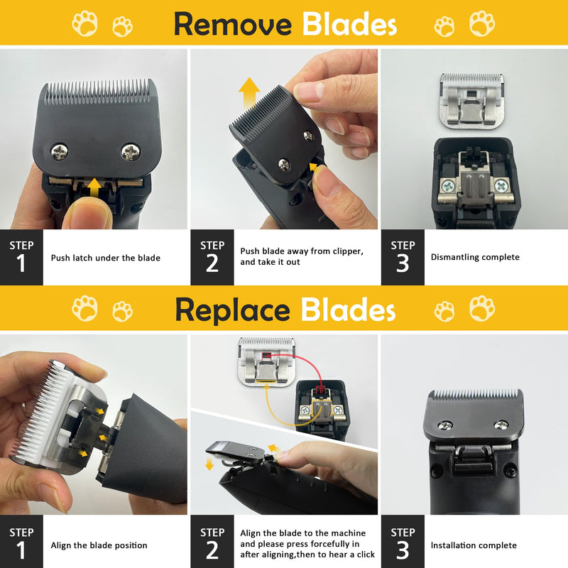 Detachable Steel Pet Dog Clipper Blades,Size-7FC,Compatible with Andis Cut Length 1/8"(3.2mm),Compatible with Oster A5, Fit for Wahl KM Series Clippers, Made of Stainless Steel Blade Black-7FC-1/8"(3.2mm)