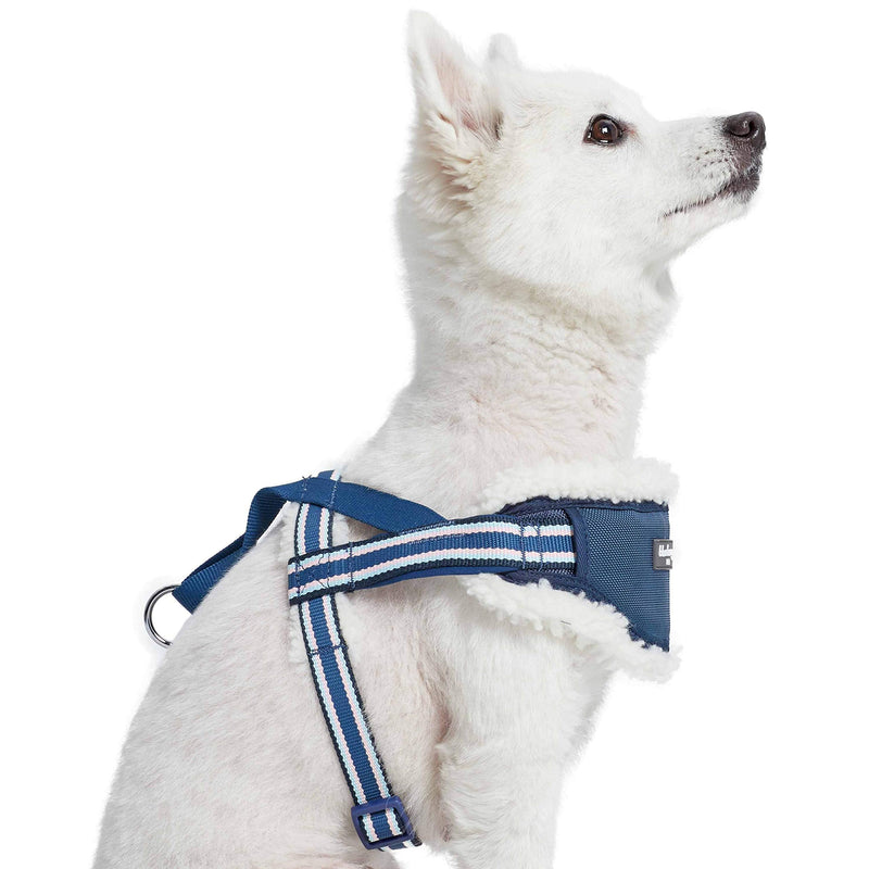 Blueberry Pet Soft & Comfy Multi-Colored Stripe Fleece Padded Chest Dog Harness, Chest Girth 16.5" - 21", Blue, Small, Adjustable No Pull Training Harness for Dogs - PawsPlanet Australia