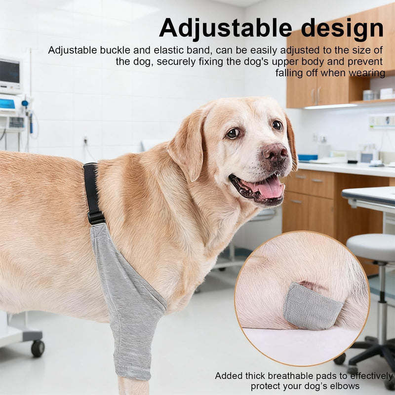 Pack of 2 Elbow Pads for Dogs, Black and Grey, Mesh Structure, Knee Brace, Dog, Size XXL, Adjustable Elbow Brace for Dogs, to Protect the Joints and Knees