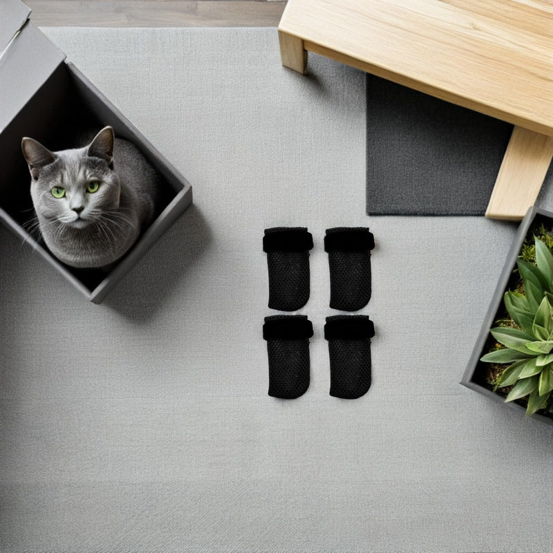 CLISPEED Adjustable Cat Gloves with Scratch Protection Made of Breathable Polyester, 4-Pack for Cat Paws, for Grooming and Vet Visits