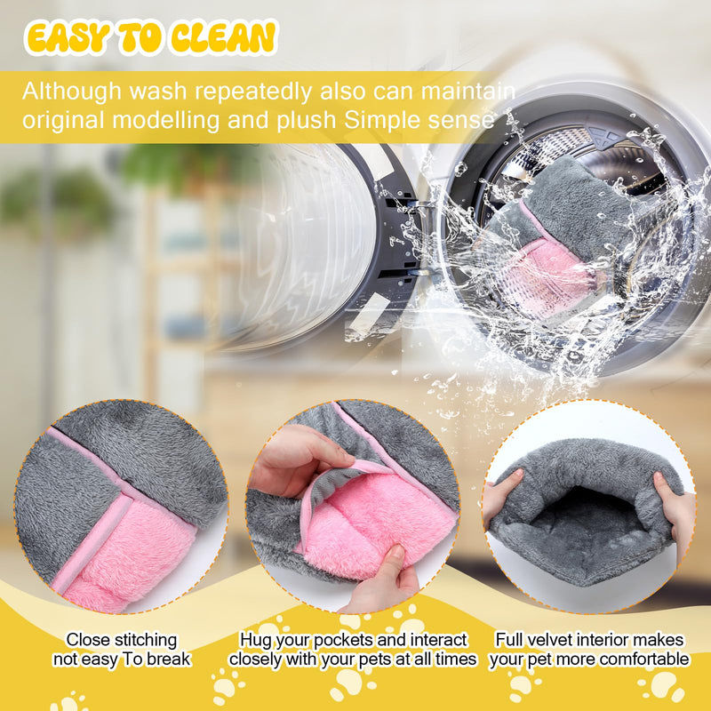 Wenqik 2 Pcs Guinea Pig Hideouts Washable Bunny Bedding Cuddle Warm Small Pet Sack Supplies Portable Pet Carrier Cage Nest Guinea Pig Accessories for Cage(Gray, Pink,Plain) Gray, Pink Solid - PawsPlanet Australia