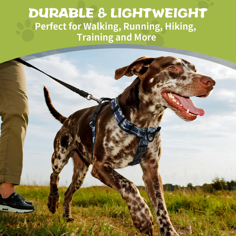 No-Pull Harness,Y-Shaped Design,Buckle-Neck Balance Harness with Reflective Stitching, Ideal for Dog Training and Night Walking, Padded Handle, Durable High-Tensile Nylon-Blue Camo-L Blue Camo L - PawsPlanet Australia