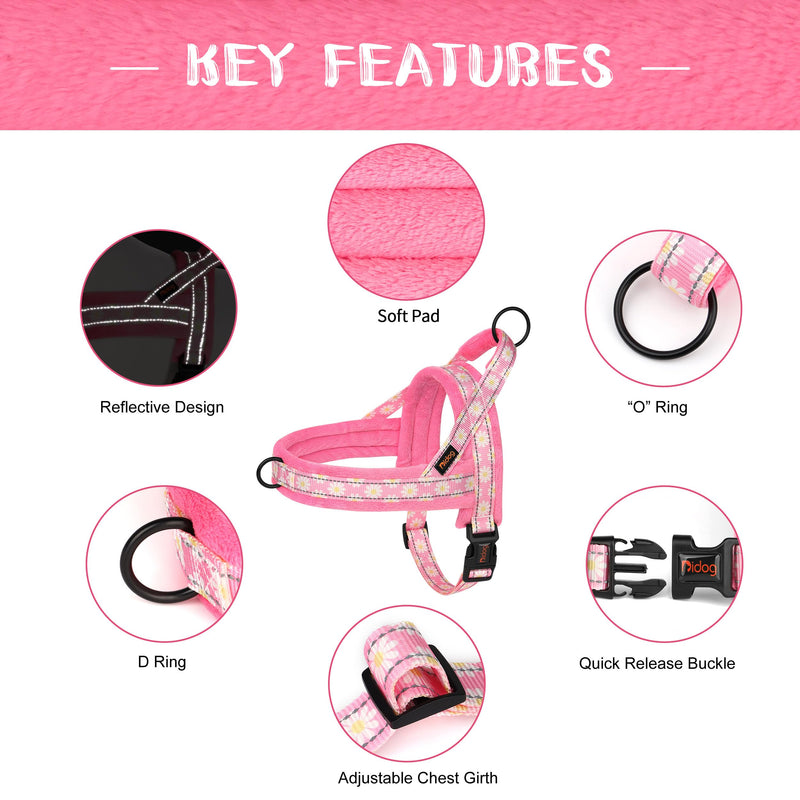 Didog No Pull Dog Harness with Soft Padded, Easy Walk Dog Harness with Quick Release Buckle, Adjustable & Reflective Pet Harness with Soft Padded for Small Medium Dogs (S:Chest 19-22", Pink) S: Chest 19-22", Fit 15-25 lbs - PawsPlanet Australia