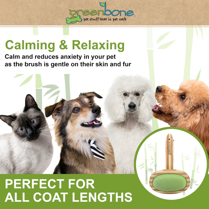 Greenbone Pet Spa Slicker Brush - All-Natural Bamboo Pet Grooming Brush - Entirely Made from Sustainable Bamboo for Dogs & Cats - PawsPlanet Australia