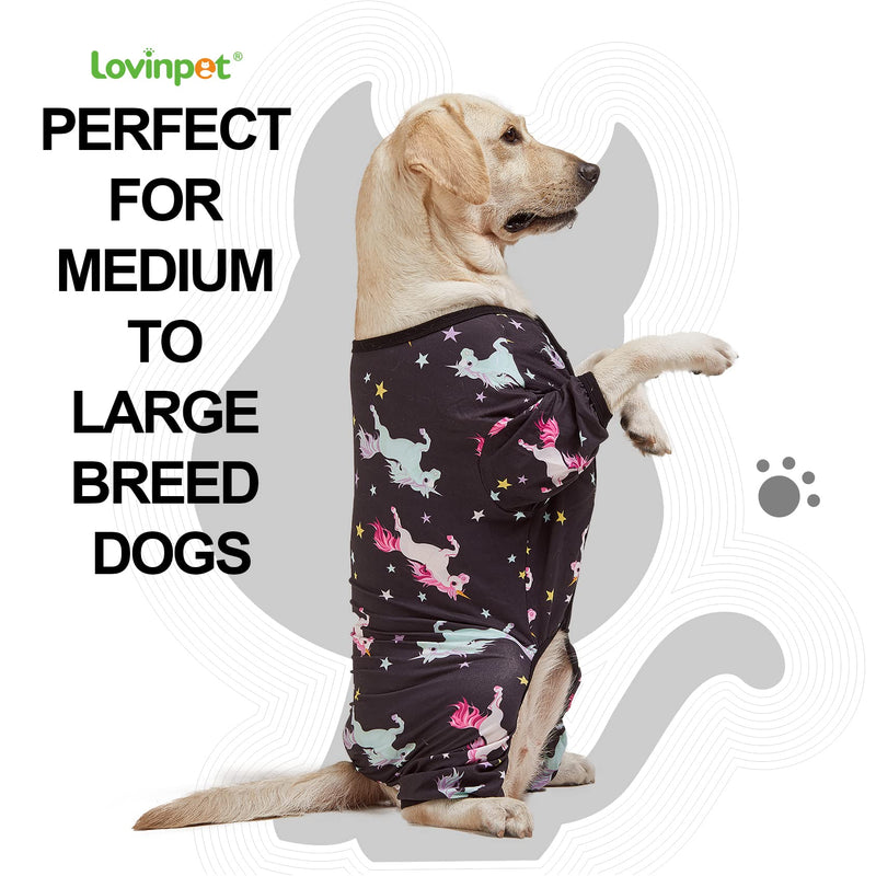 LovinPet Dog Clothes - Pajamas for Dogs XL, Post-Surgical Recovery for Big Dogs, Lightweight Pullover Dog Clothes, Full Coverage Cane Corso Pajamas, Wild Horses Galloping Print/XL X-Large Black - PawsPlanet Australia