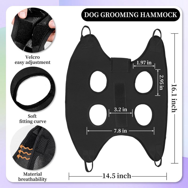 PatiencET Cat Grooming Hammock Pet Hammock Cat Nail Clipper Hammock for Nail Trimming Dog Sling for Nail Clipping Dog Hanging Harness (Black XS) Black